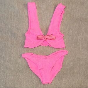 New Hunza G Angela Bikini Set Removable Tie Top Pink Bubblegum